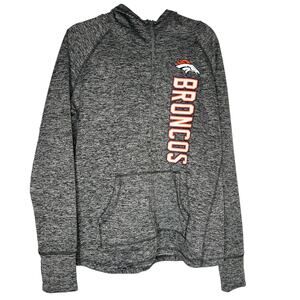 NFL Team Apparel Women's Broncos Pullover Hoodie Black Kangaroo Pocket Size XL